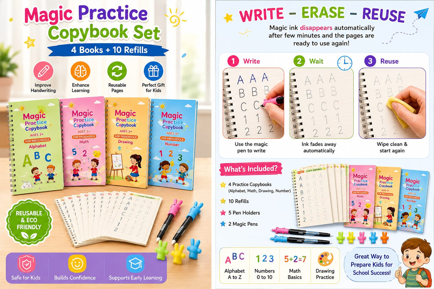 Magic Practice Copybook (4 Book + 10 Refill)
