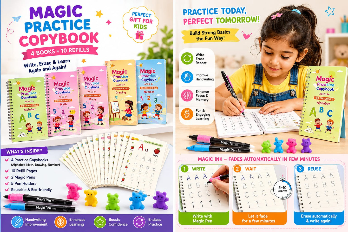 Magic Practice Copybook (4 Book + 10 Refill)