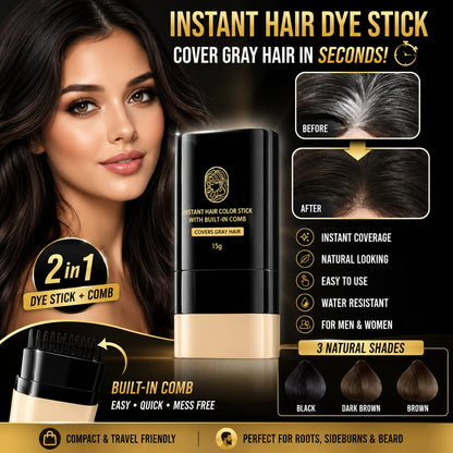 Instant Hair Dye Stick with Built-in Comb, Gray Hair Dye, 2-in-1 Touch-Up Comb
